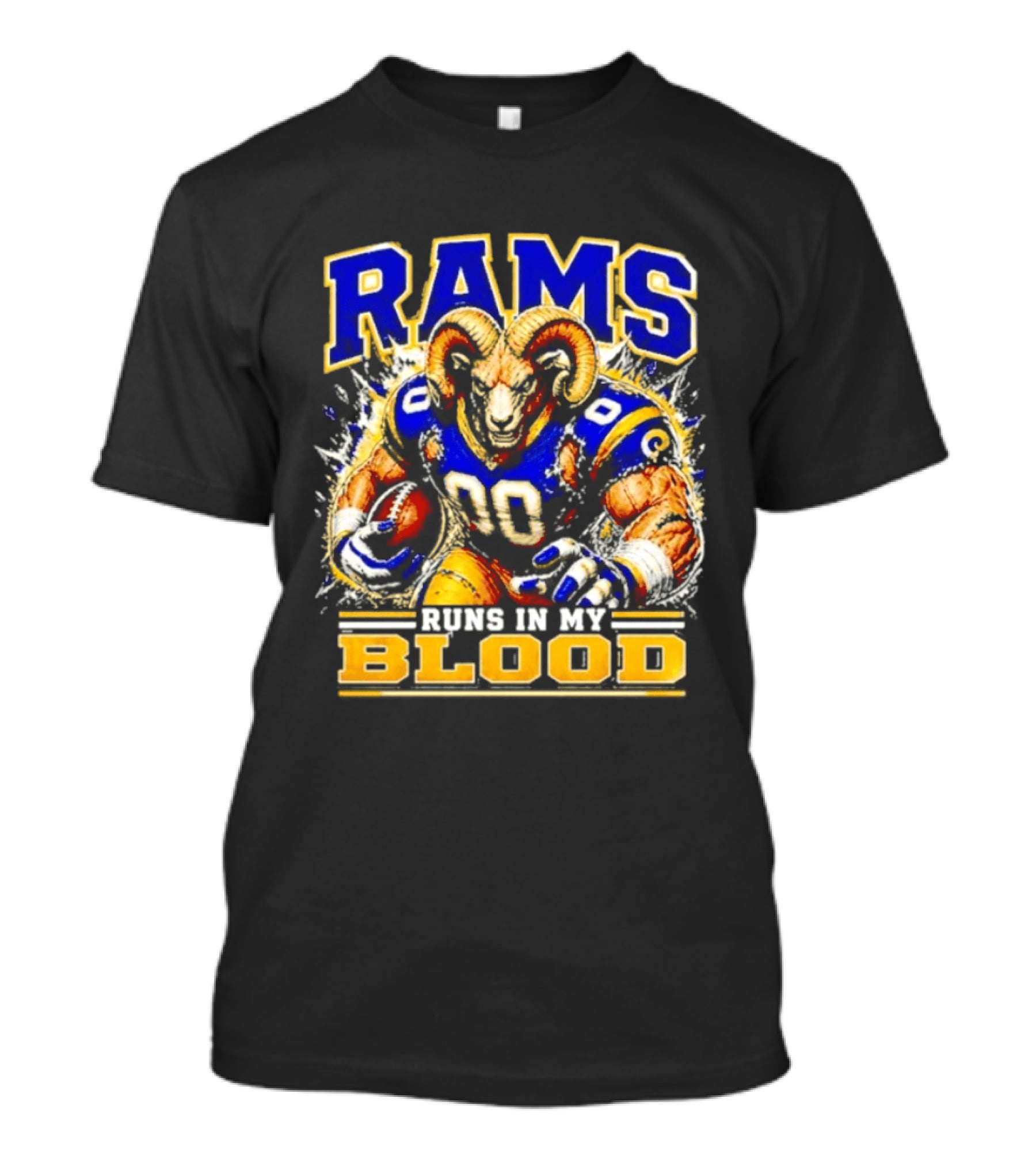 Rams Runs In My Blood Football Player T-Shirt