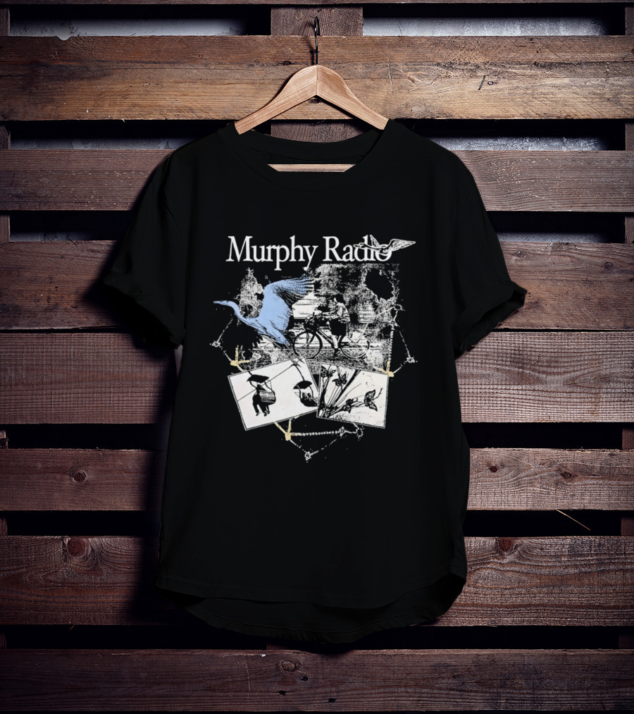 Murphy Radio Bicycle Bird Nature Sketch Montage Wildlife Collage T-Shirt