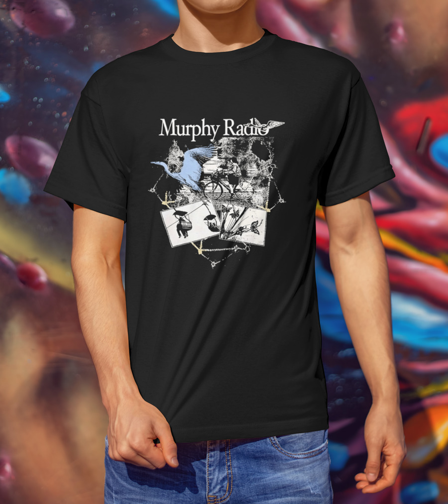 Murphy Radio Bicycle Bird Nature Sketch Montage Wildlife Collage T-Shirt