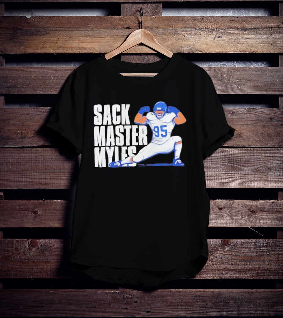 Myles 95 Sack Master Football Pose T-Shirt