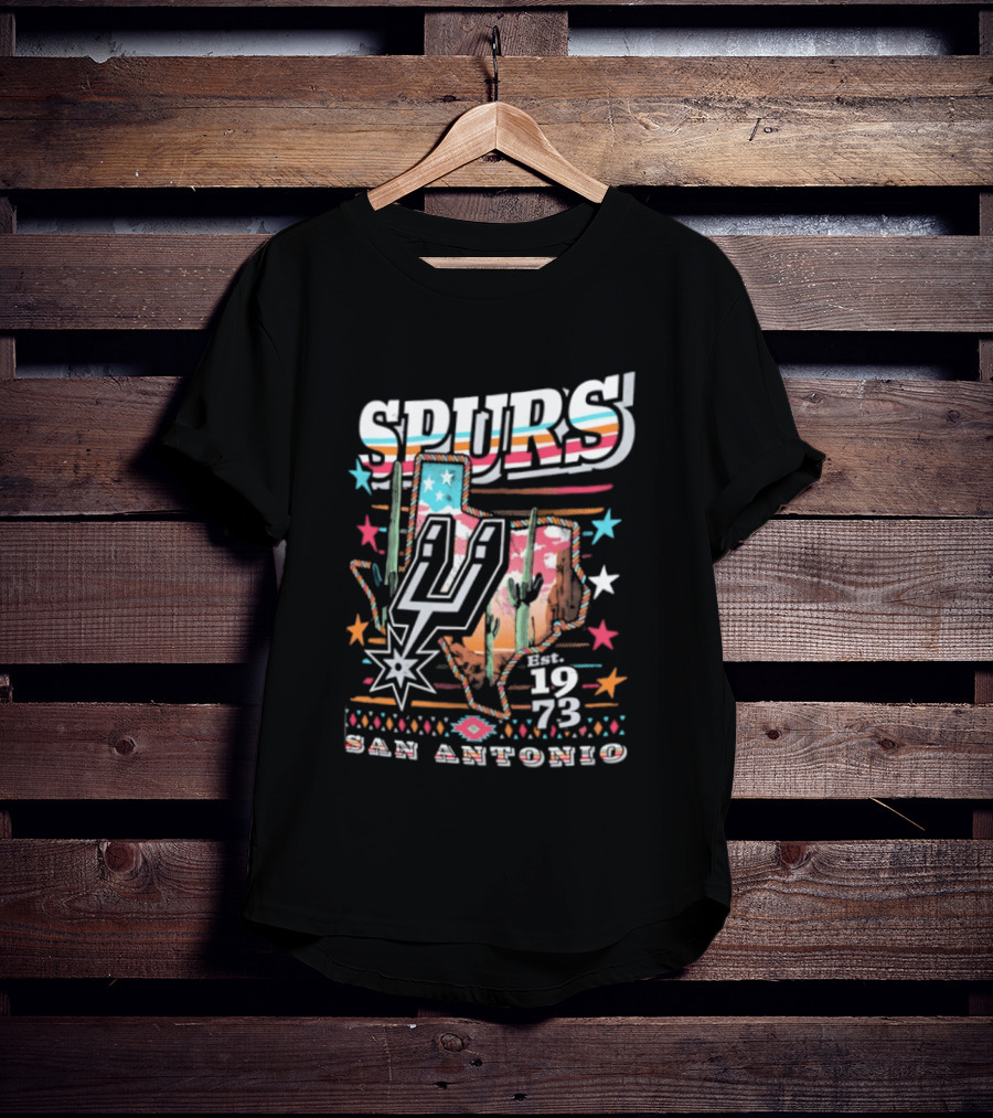 Spurs San Antonio 1973 Desert Cactus Stars Retro Western T-Shirt