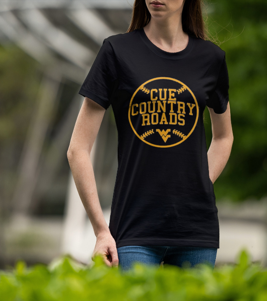 NCAA West Virginia Mountaineers Cue Country Roads Baseball T-Shirt