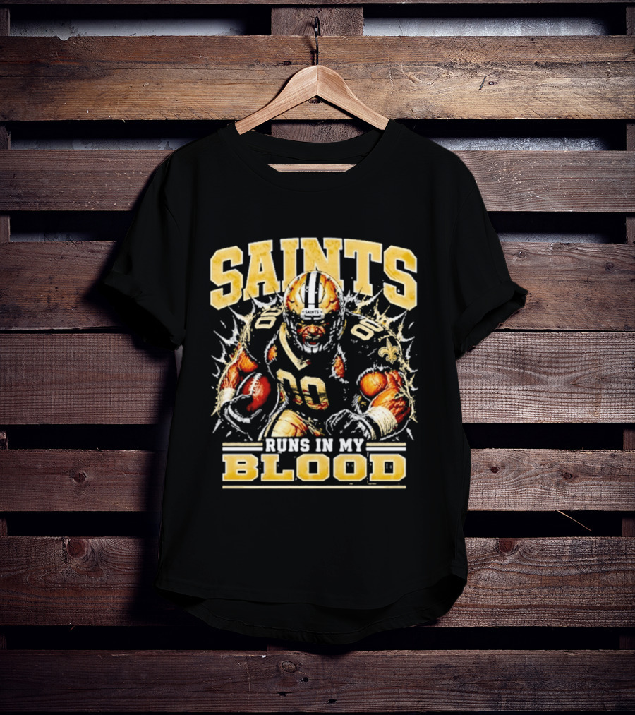 New Orleans Saints Football Runs In My Blood Team Player T-Shirt