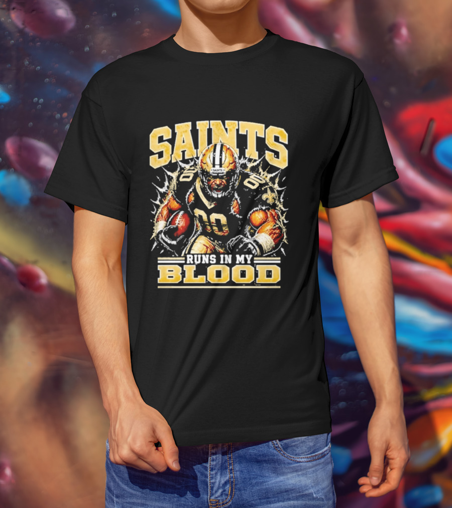 New Orleans Saints Football Runs In My Blood Team Player T-Shirt
