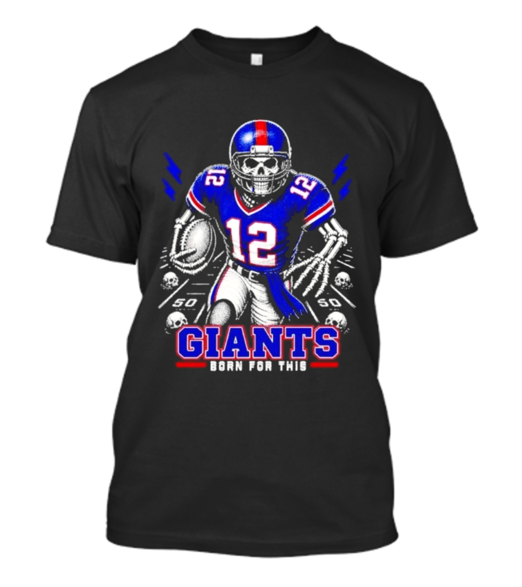 New York Giants Born For This Skeleton Football Player Giants Team T-Shirt