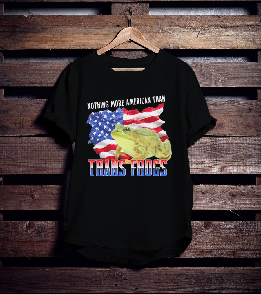 Nothing More American Than Trans Frogs Pride USA Flag Frog T-Shirt