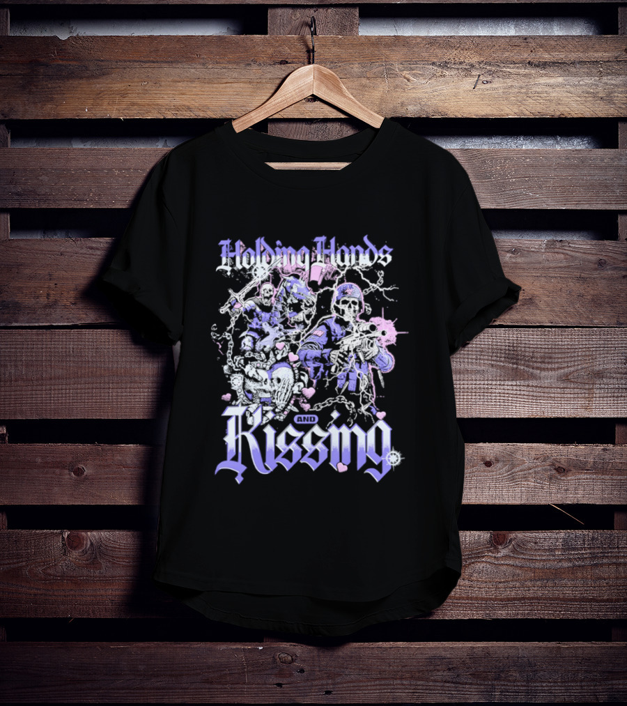 Skeleton Holding Hands Kissing T-Shirt