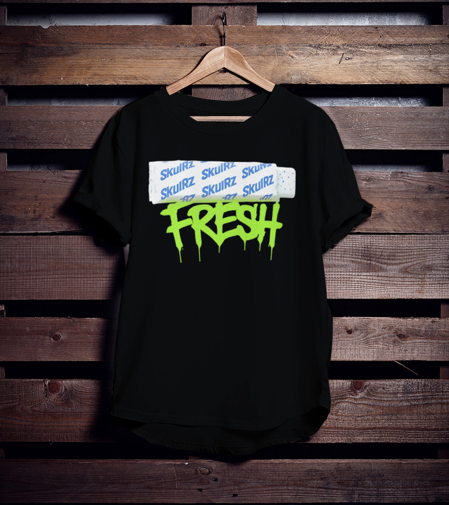 Skulrz Fresh Gum Stylized Wrapper And Green Dripping T-Shirt