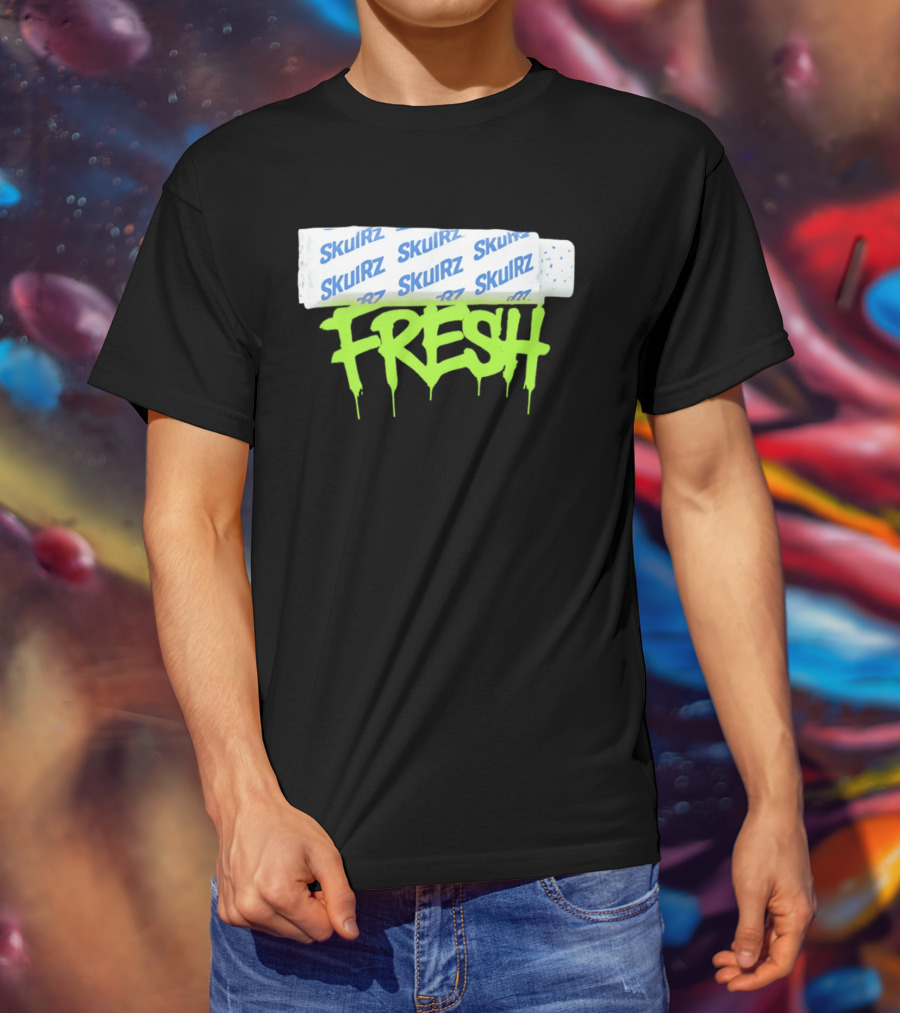 Skulrz Fresh Gum Stylized Wrapper And Green Dripping T-Shirt