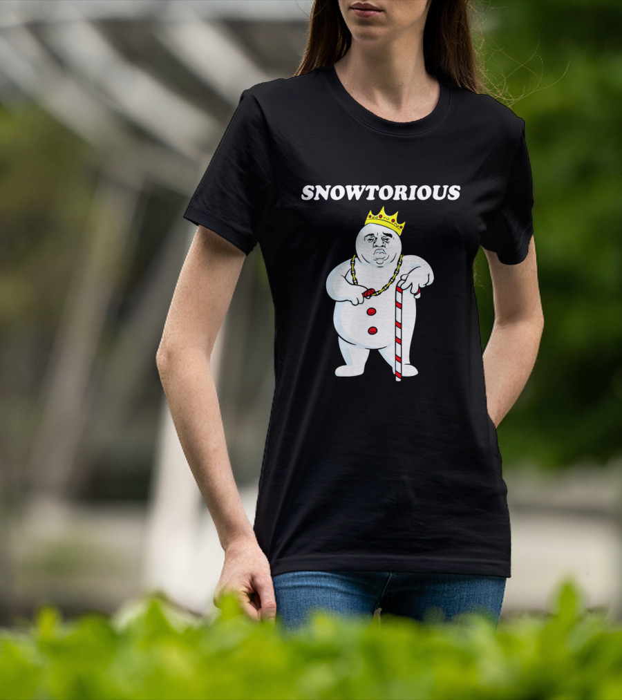 SNOWTORIOUS Funny Christmas King Snowman With Crown And Candy Cane T-Shirt