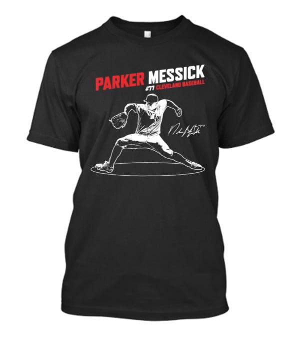 Parker Messick #77 Cleveland Baseball Commander Signature T-Shirt