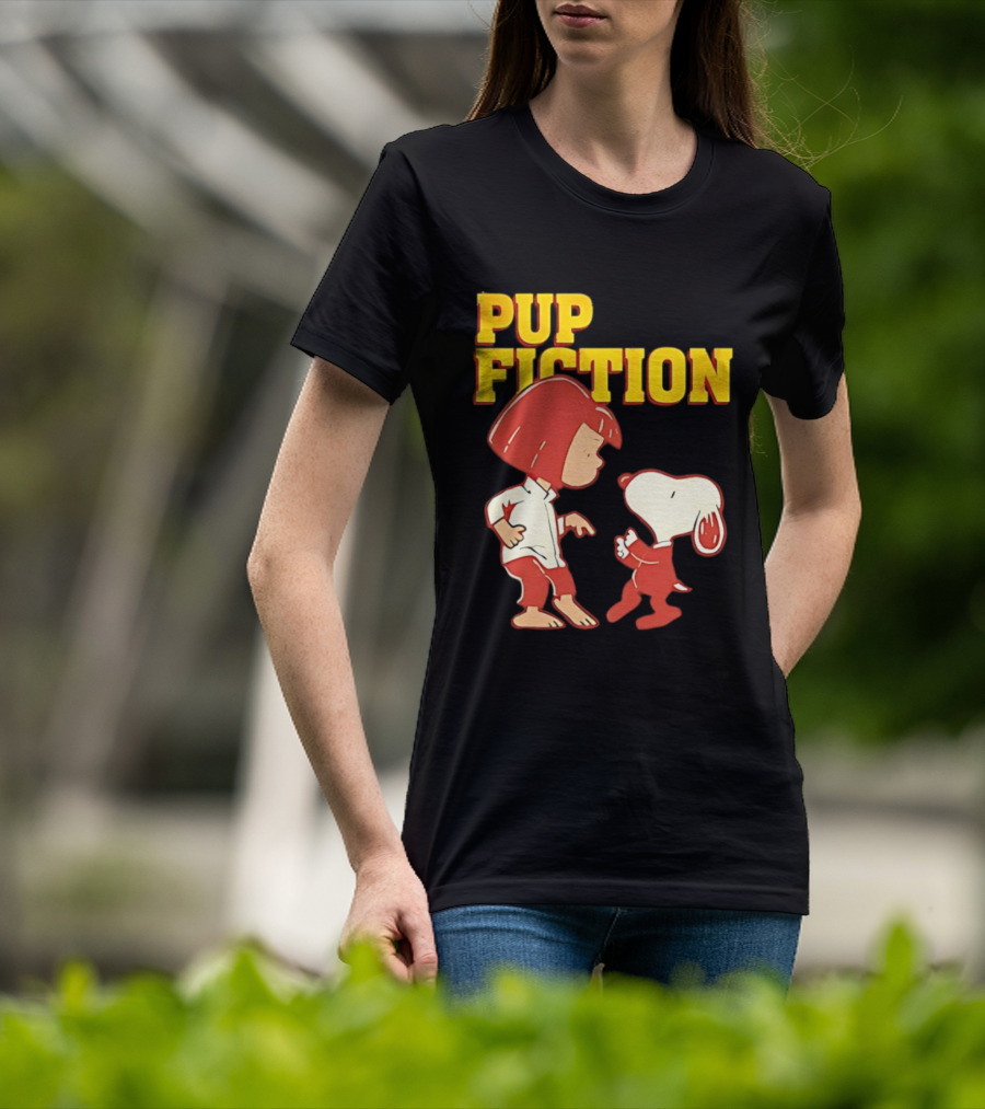 Pup Fiction Peanuts Characters Scene T-Shirt