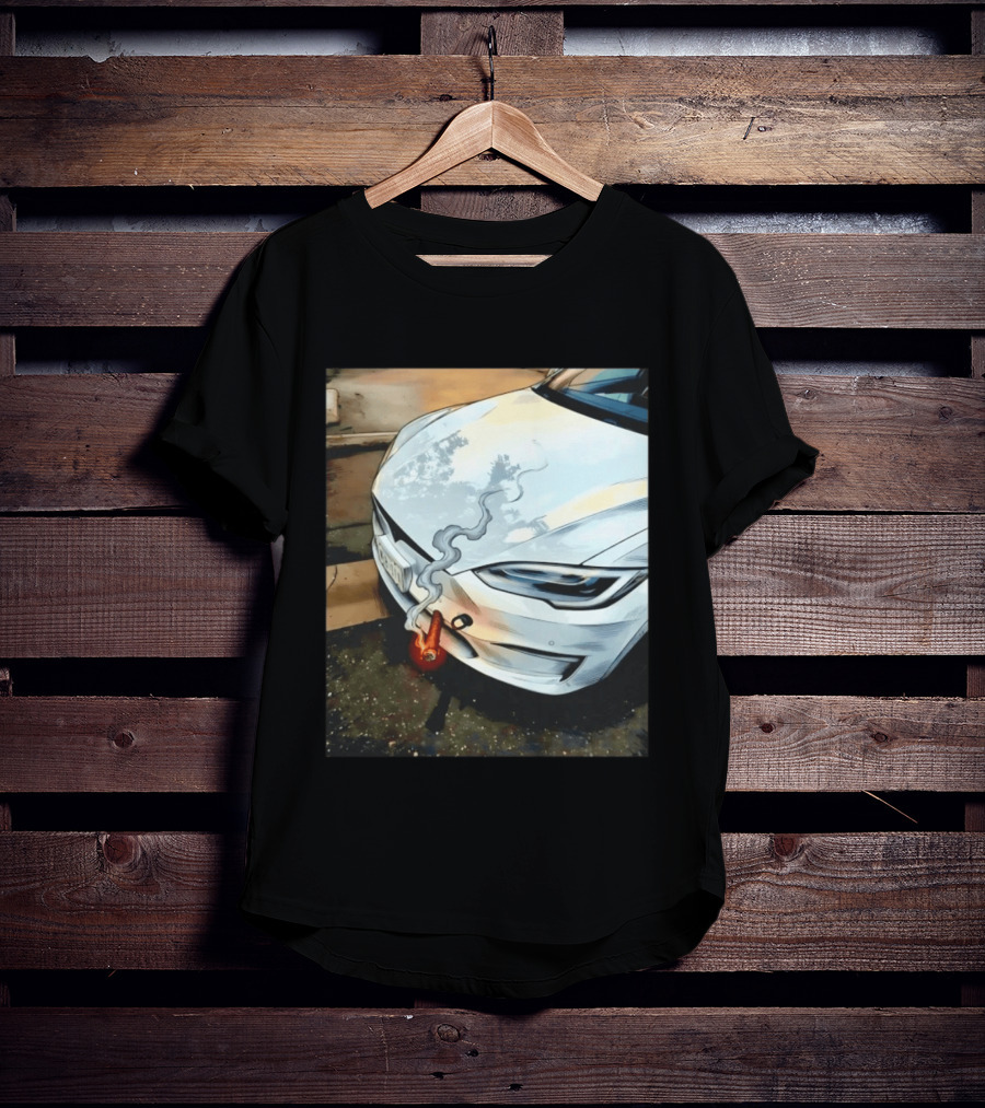 Tesla Car Smoking Light It Up T-Shirt