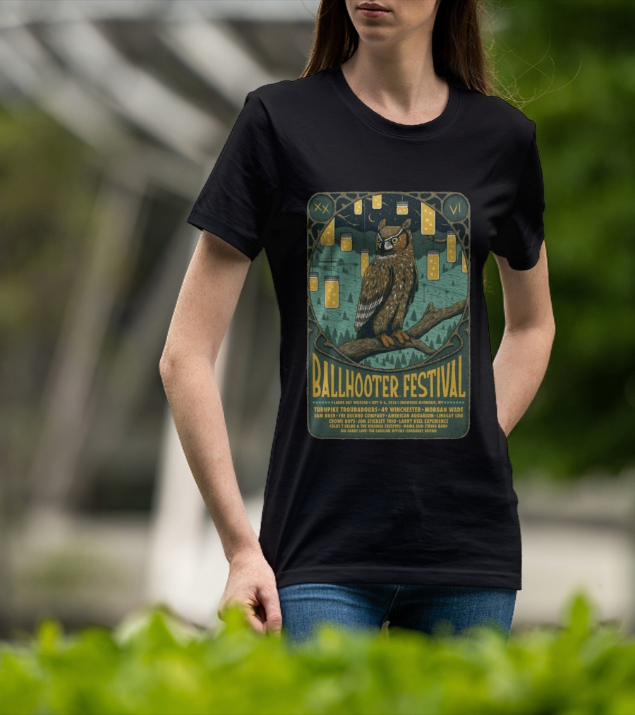Ballhooter Festival Snowshoe Mountain 2026 Owl Lanterns Turnpike Troubadours Morgan Wade Labor Day Weekend T-Shirt