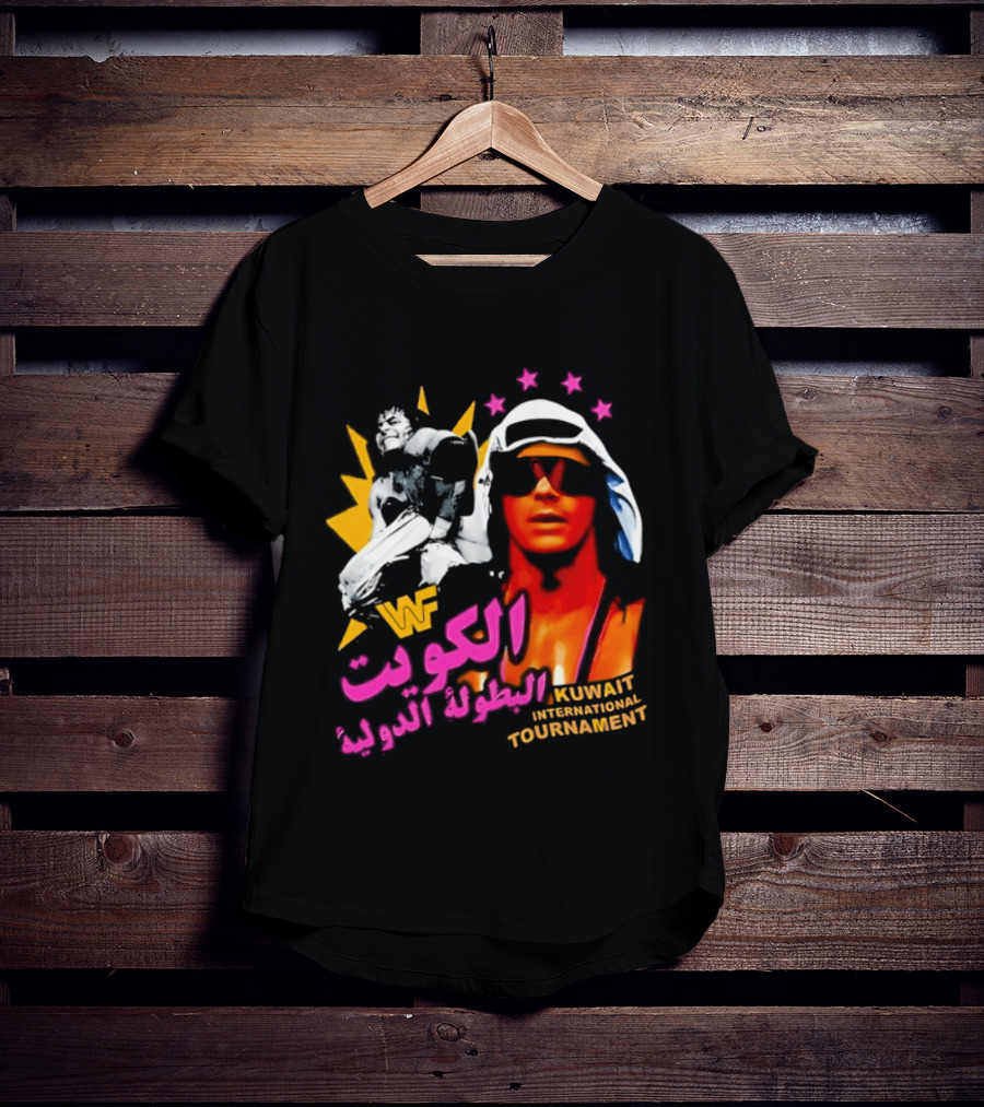 Bret Hart WWF Kuwait International Tournament Arabic Text And Stars T-Shirt