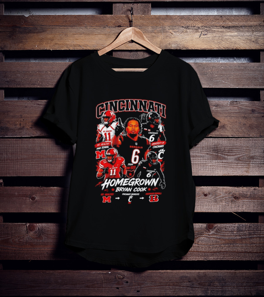 Cincinnati Bearcats Homegrown Bryan Cook University Of Cincinnati Mt. Healthy T-Shirt