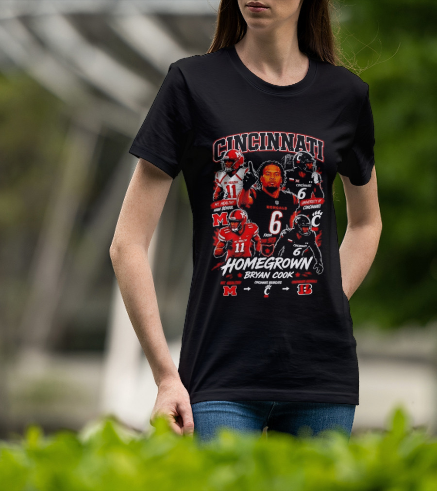Cincinnati Bearcats Homegrown Bryan Cook University Of Cincinnati Mt. Healthy T-Shirt