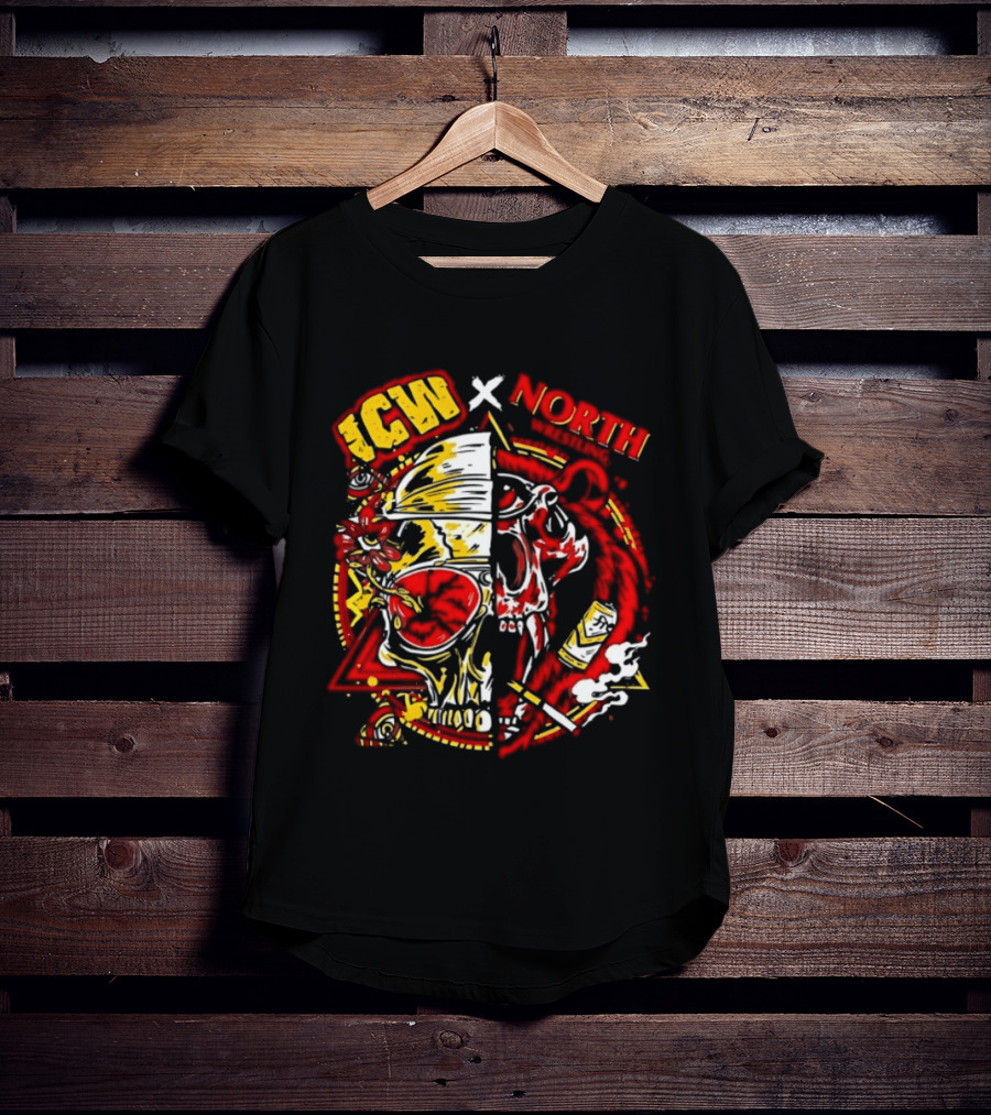 ICW X NORTH Wrestling Skull Collaboration T-Shirt