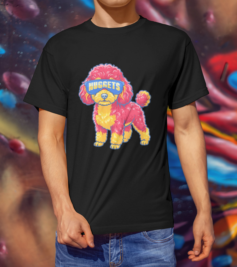 Denver Nuggets Teacup Poodle Wearing Oversized Glasses T-Shirt
