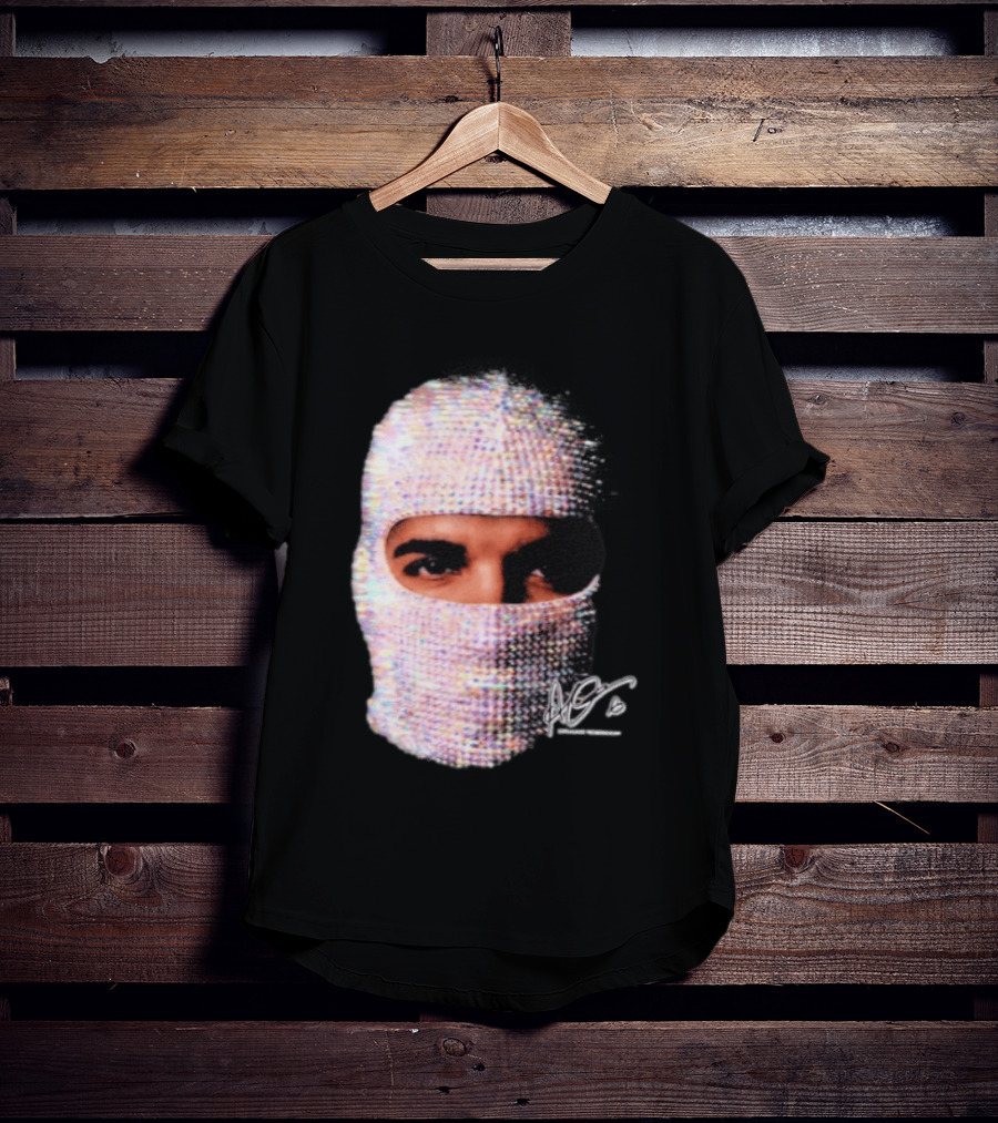 Drake Iceman Mask Jewel Encrusted Balaclava T-Shirt