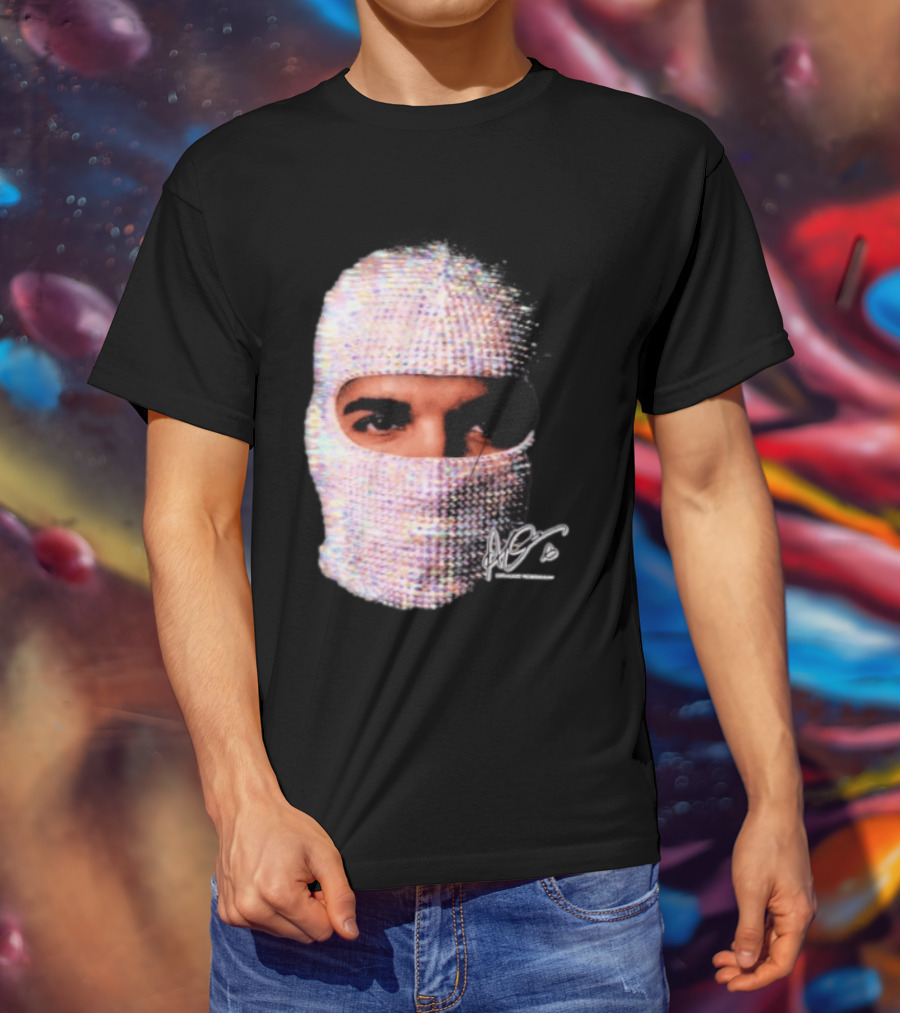 Drake Iceman Mask Jewel Encrusted Balaclava T-Shirt