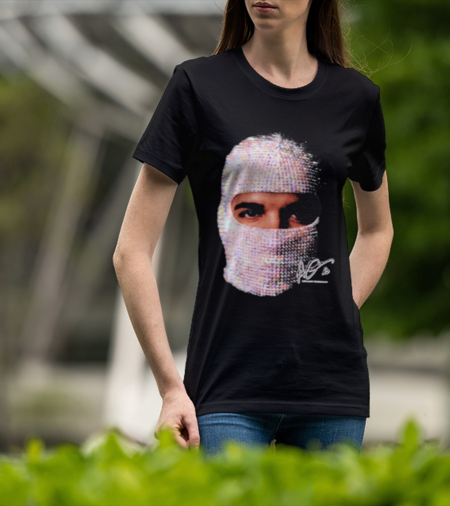 Drake Iceman Mask Jewel Encrusted Balaclava T-Shirt