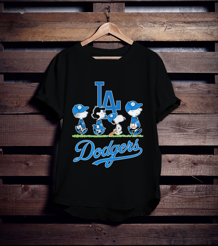 Peanuts Characters Los Angeles Dodgers Abbey Road T-Shirt