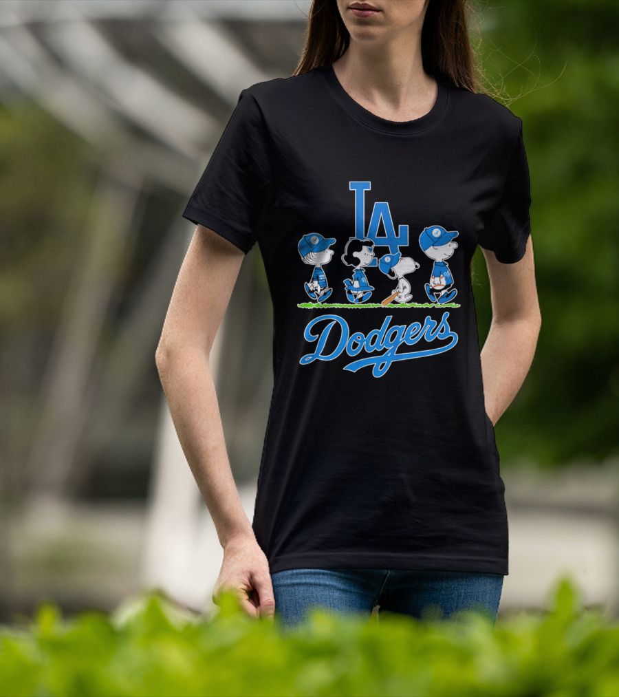 Peanuts Characters Los Angeles Dodgers Abbey Road T-Shirt