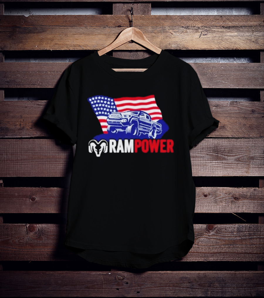 Ram Power Truck American Flag 2026 Patriotic T-Shirt