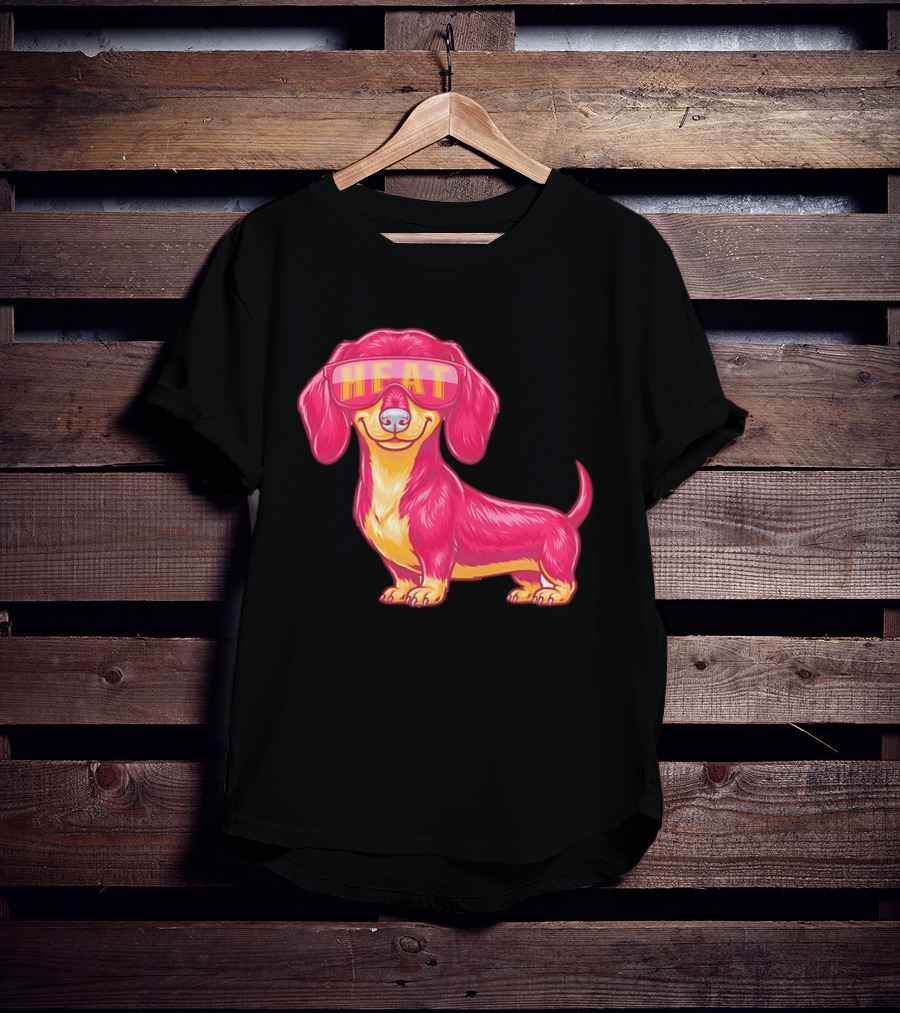 HEAT Sunglasses Dachshund Cartoon T-Shirt