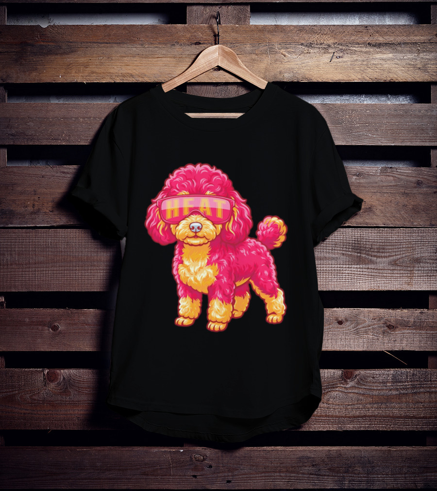 Miami Heat Teacup Poodle Cartoon HEAT Glasses T-Shirt