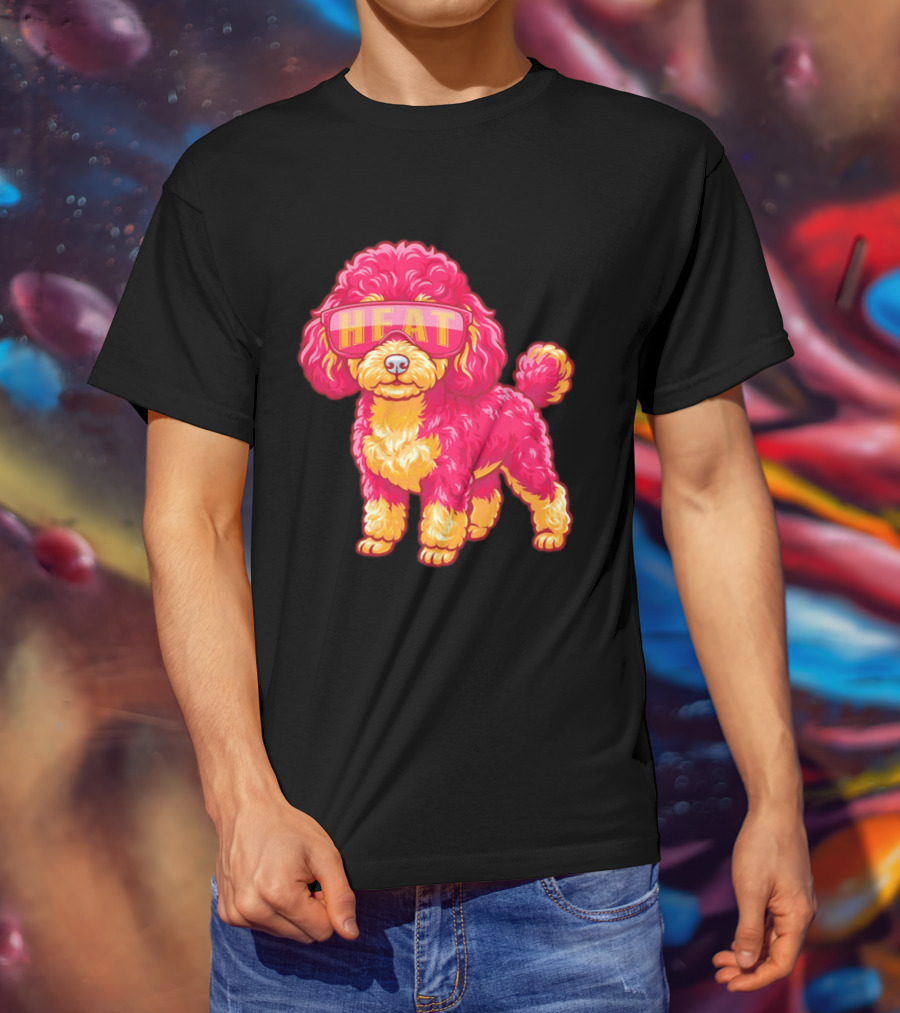 Miami Heat Teacup Poodle Cartoon HEAT Glasses T-Shirt