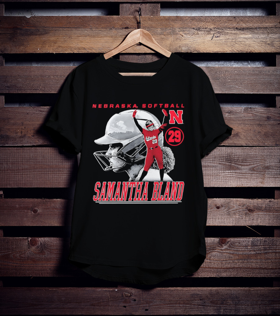Nebraska Softball Samantha Bland Number 29 Player Iconic N T-Shirt
