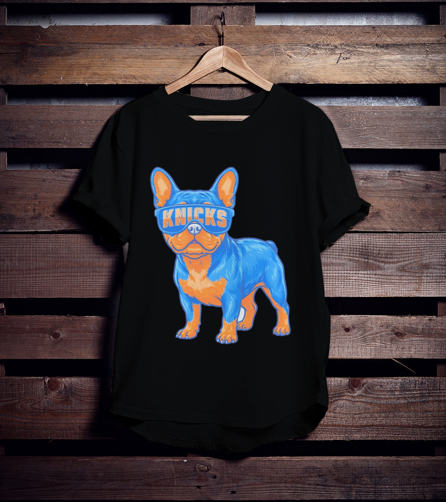 New York Knicks Bulldog Wearing Sunglasses T-Shirt