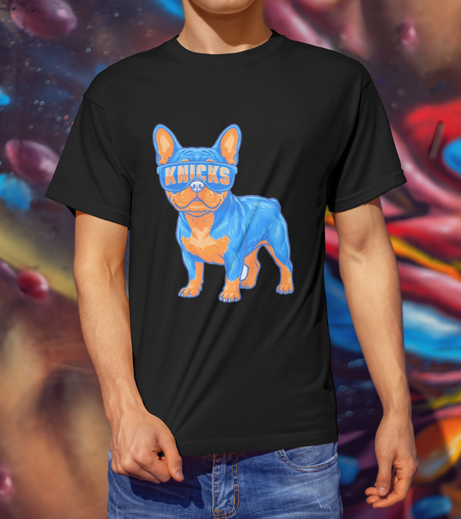 New York Knicks Bulldog Wearing Sunglasses T-Shirt