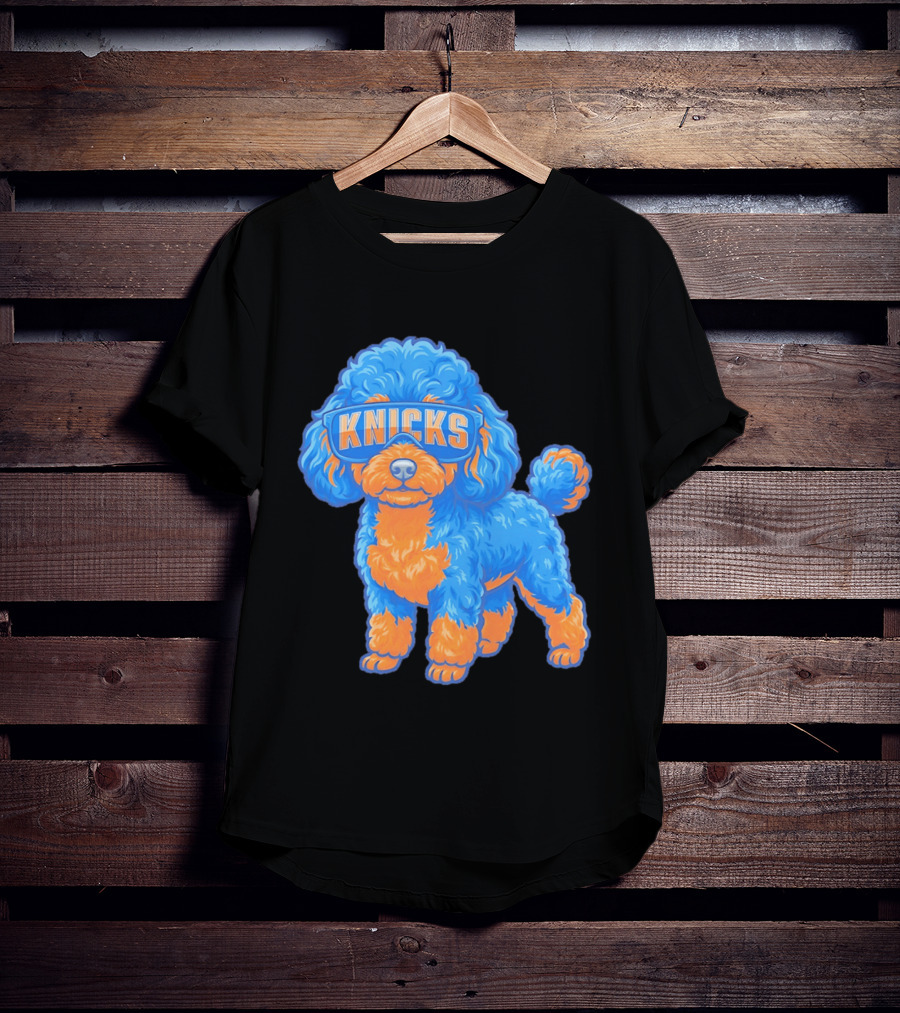 New York Knicks Teacup Poodle Cartoon Glasses T-Shirt