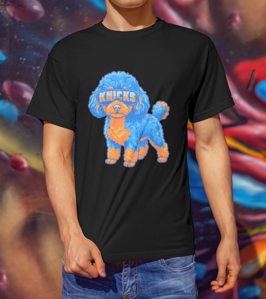 New York Knicks Teacup Poodle Cartoon Glasses T-Shirt