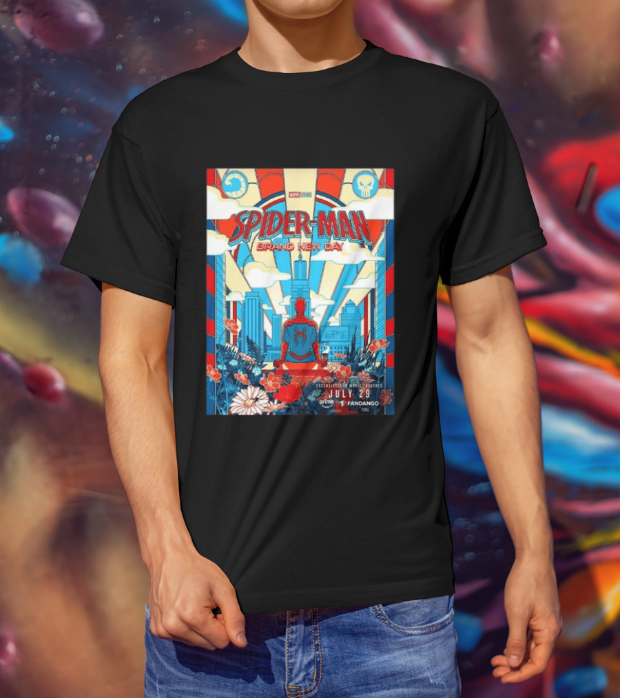 Spider Man Brand New Day Exclusive Movie Theaters July 29 Prime Fandango T-Shirt