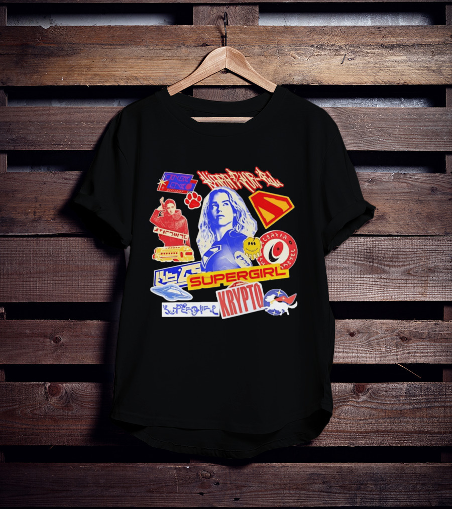 Supergirl Sasha Calle Krypto The Superdog DC Comics Sticker Collage Superhero T-Shirt