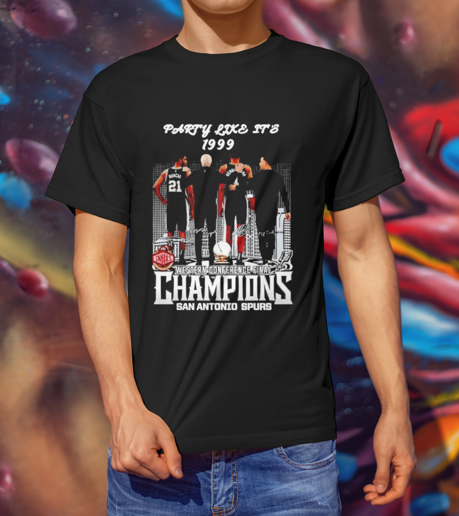 Party Like It's 1999 San Antonio Spurs Champions Tim Duncan Gregg Popovich Victor Wembanyama T-Shirt