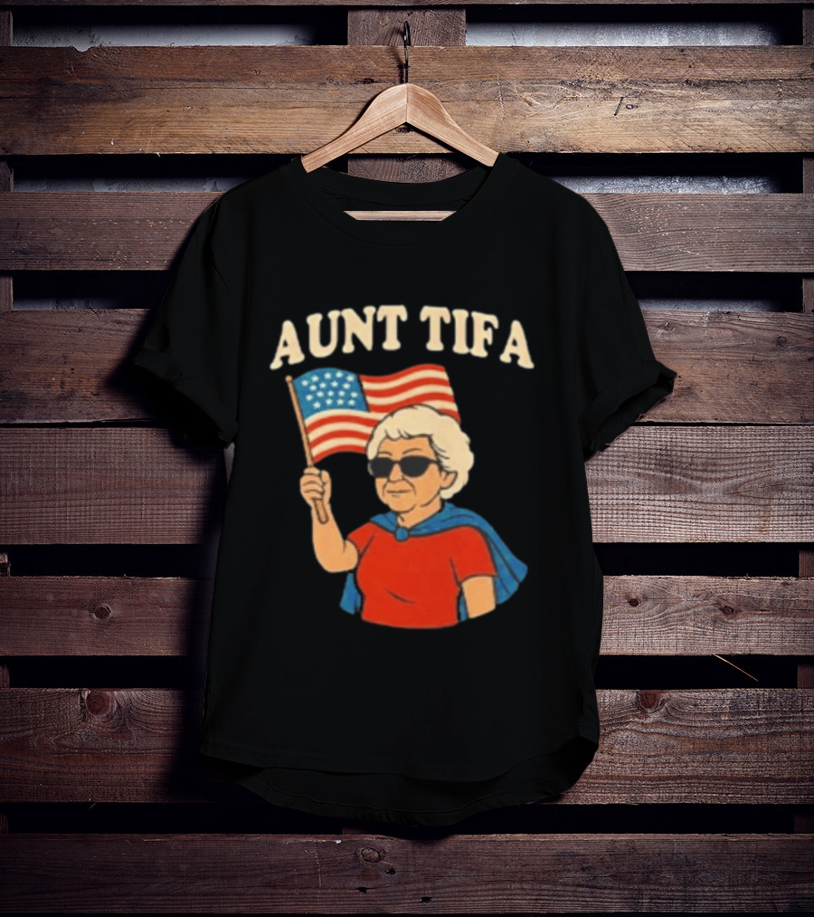 Aunt Tifa USA Flag And Cool Grandma In Sunglasses T-Shirt