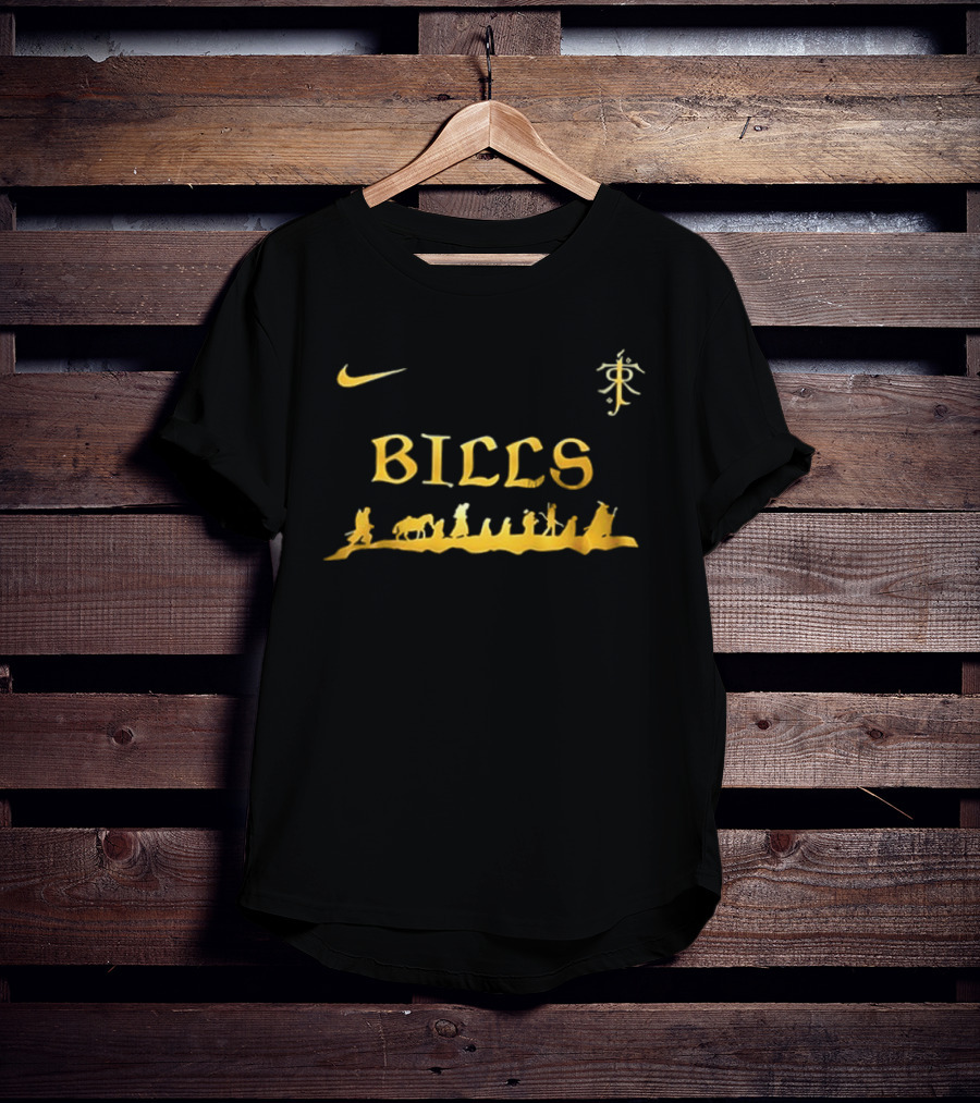Buffalo Bills Nike Lord Of The Rings Collaboration Golden Middle Earth Adventure 2 Sided T-Shirt