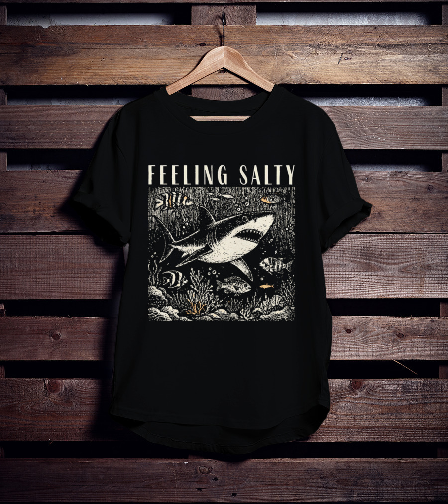 Feeling Salty Shark And Fish Ocean Scene T-Shirt