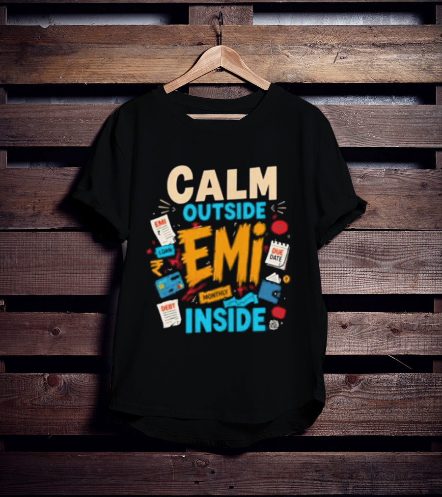 Calm Outside Anxiety Surrounding EMI Monthly Payments Inside T-Shirt