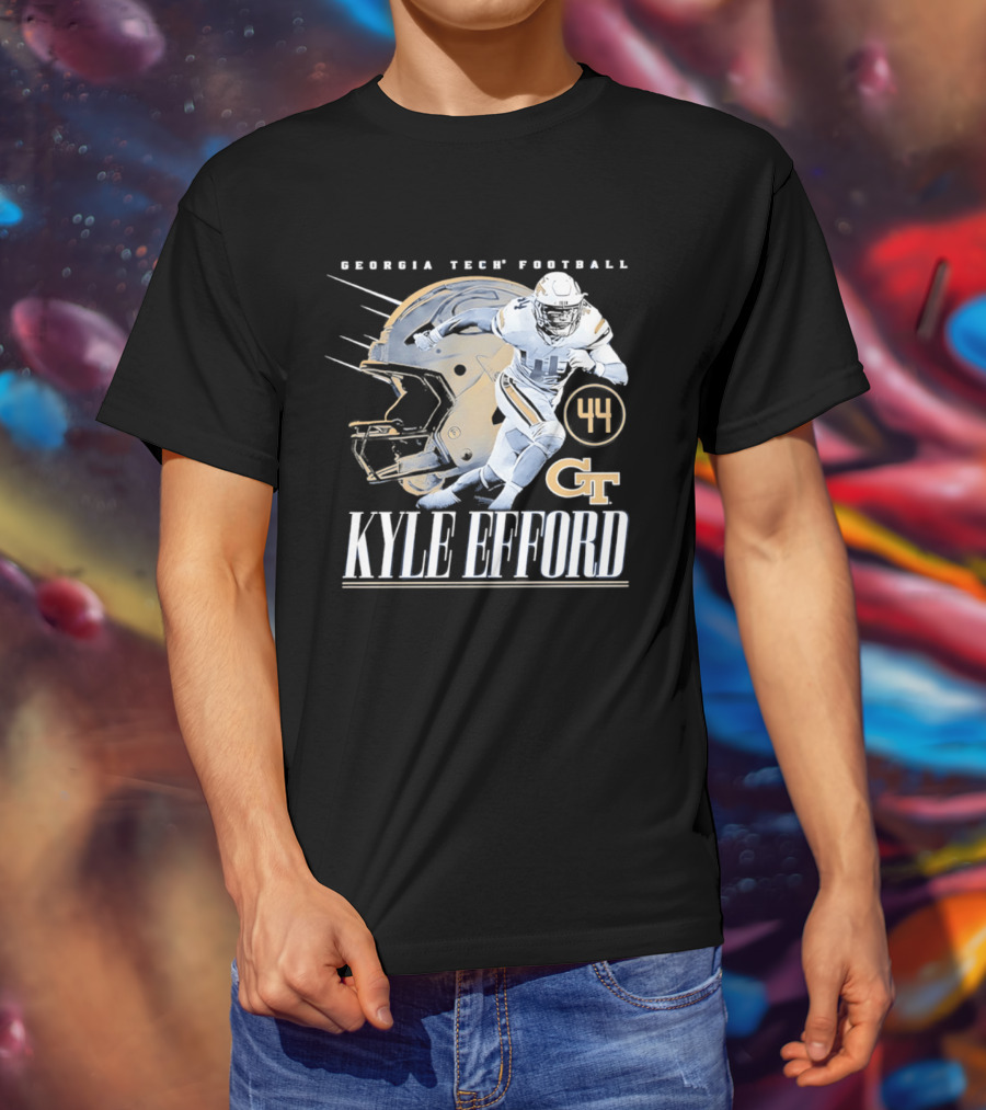 Georgia Tech Football Kyle Efford 44 GT Helmet T-Shirt