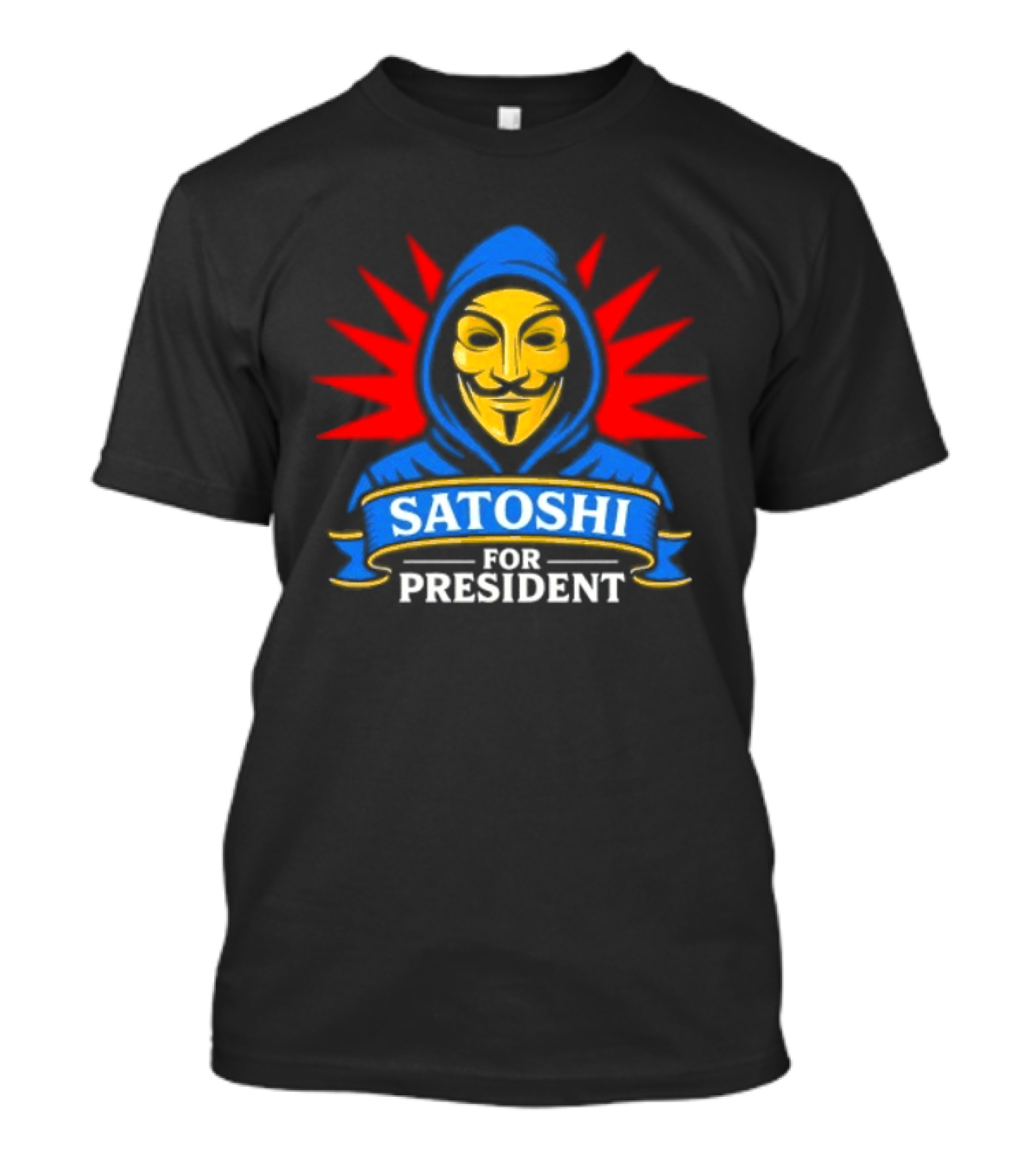 Satoshi For President Crypto Revolution Guy Fawkes Mask T-Shirt