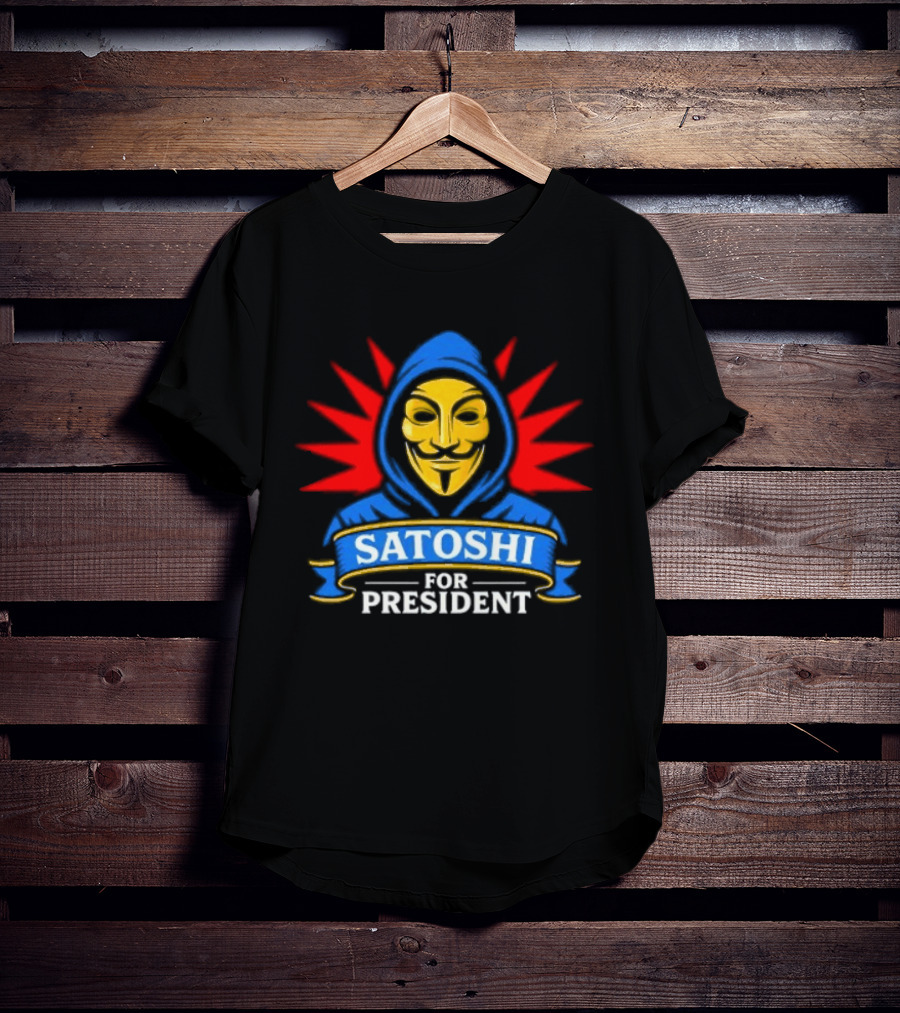 Satoshi For President Crypto Revolution Guy Fawkes Mask T-Shirt