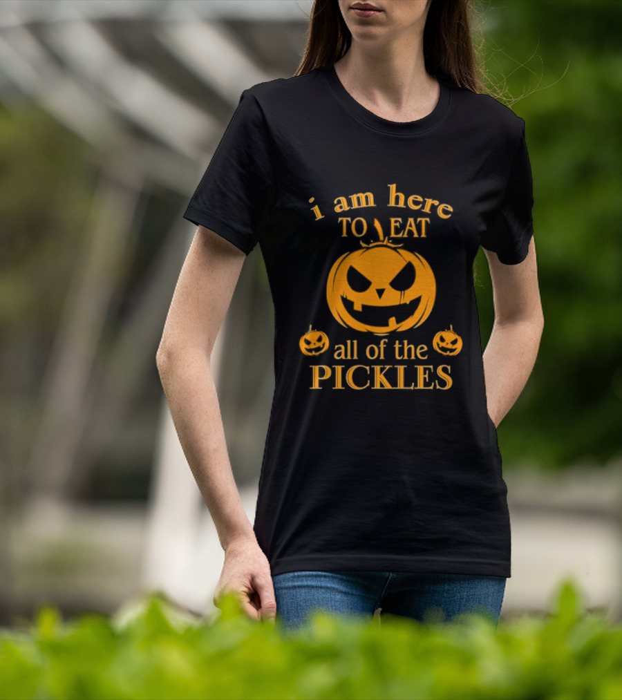 I Am Here To Eat All Of The Pickles Pumpkin Halloween T-Shirt