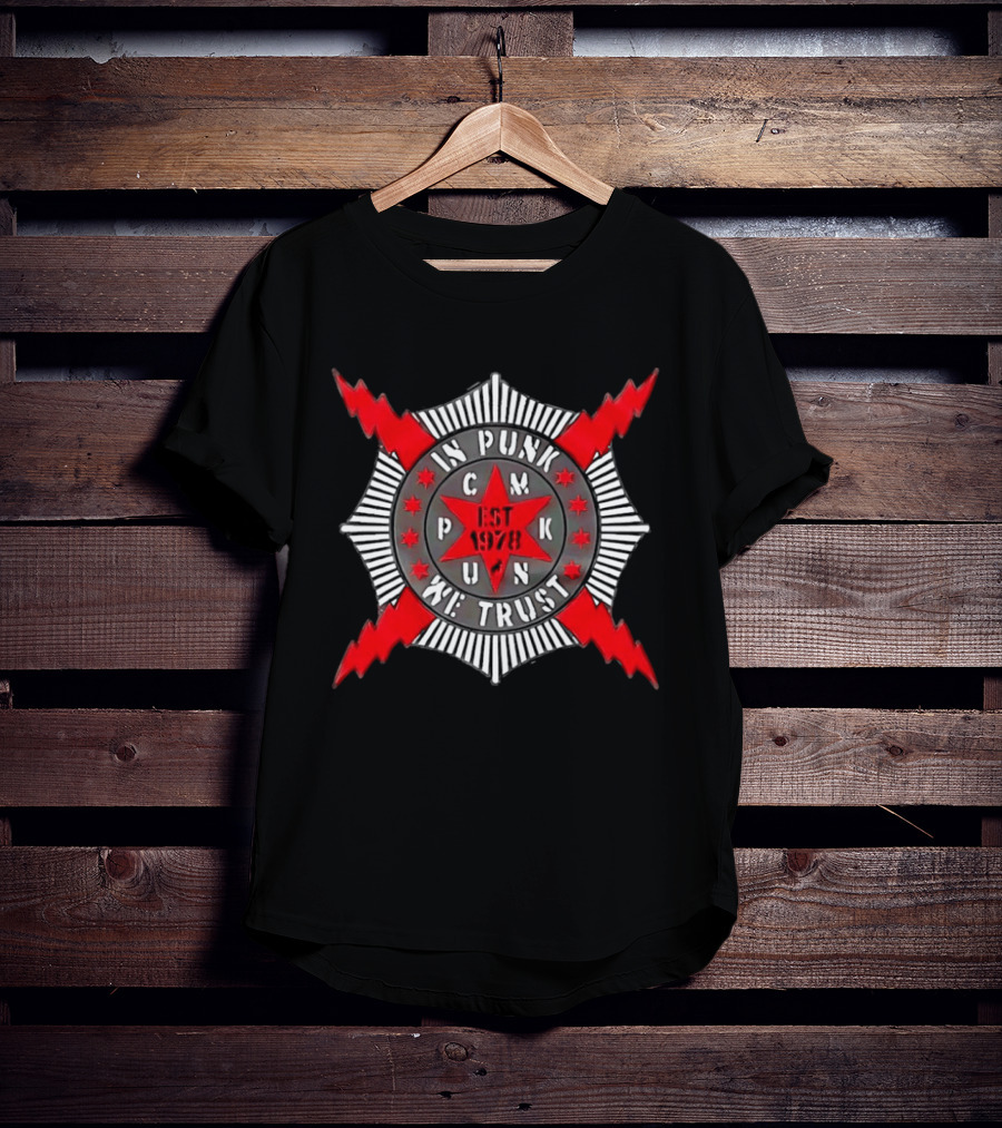 In Punk We Trust CM Punk Est 1978 Star And Lightning Motif T-Shirt