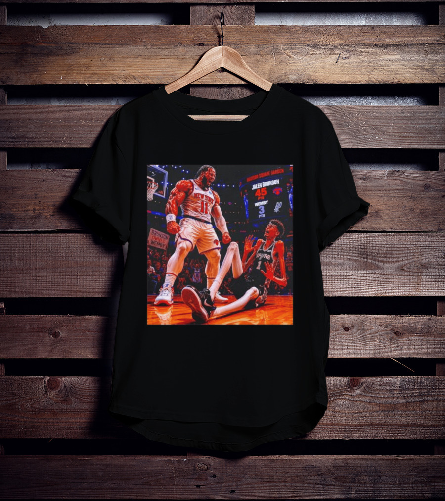 NBA Showdown Jalen Brunson 45 Points Victor Wembanyama 3 Points New York Spurs Matchup Madison Square Garden T-Shirt